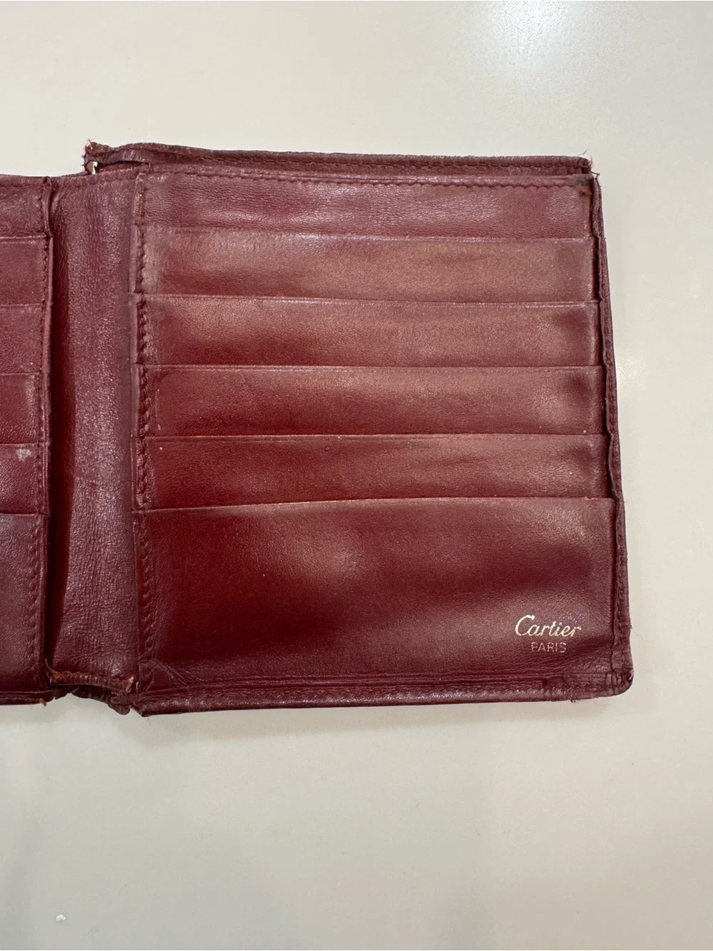 Authentic Cartier Must de Cartier Burgundy 100% Leather Wallet